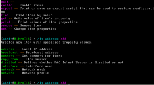 Mikrotik CLI Görüntüsü