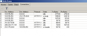 Web Proxy Connections Ekranı